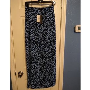 NWT Banana Republic blue animal cheetah maxi skirt side zip 2 MEOW!